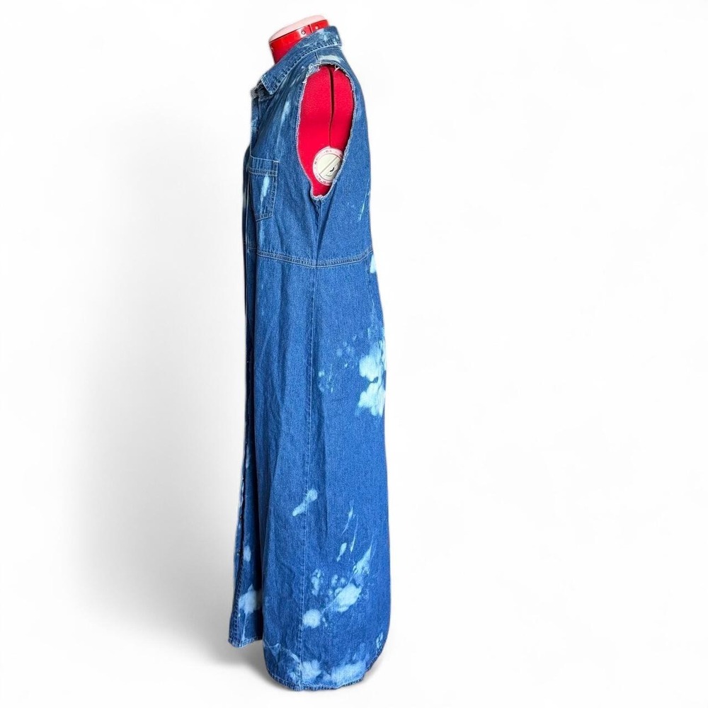 vintage 90s Bobbie Brooks sleeveless blue denim maxi dress tie dye size medium - Picture 6 of 8
